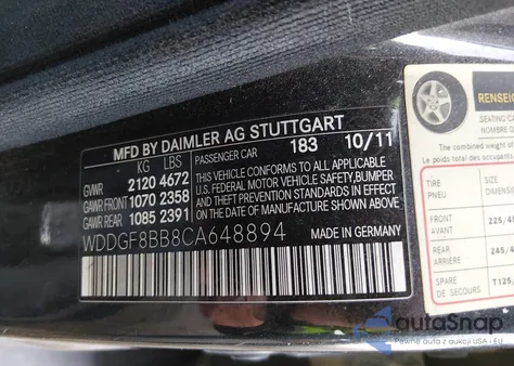 2012 Mercedes-Benz C 300 Sport 4Matic z USA, uszkodzony, nr VIN WDDGF8BB8CA648894